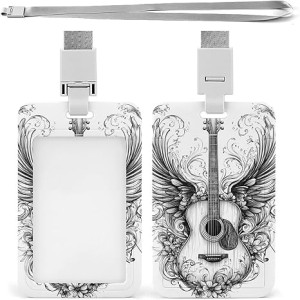 Winged Guitar Floral Lanyard ID Badge