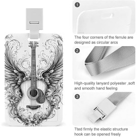 Winged Guitar Floral Lanyard ID Badge